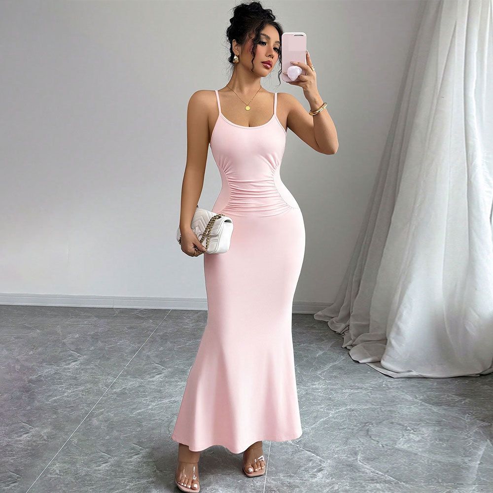 Women's Clothing Suspender Dress Waist Slimming Temperament Hip Long Skirt_ecoleips.com