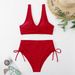 Women's Clothing Split Twist Bikini Solid Color High Waisted Sexy Tie Up Hollow Swimsuit For Women_ecoleips.com