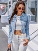 K Women's Fashion Denim Short Jacket With Stand-up Collar_ecoleips.com
