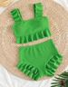 Women's Solid Color Two Piece Swimsuit Slimming Ruffled Sexy Swimwear For Hot Springs New Style Cute_ecoleips.com