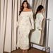 Elegant Plus Size Off-Shoulder Dress With Floral Embroidery – Stretchy Long Sleeve Bodycon Dress For Women (Available In 5 Sizes)_ecoleips.com