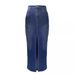 Women's Clothing Slit High Waisted Stretch Denim Skirt_ecoleips.com
