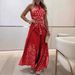 Women’s Clothing Spring And Summer New Retro National Style Halter Top Wide Leg Pants Set_ecoleips.com