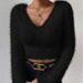 K New Solid Color V-neck Slim Fit Versatile Plush Short Women's Sweater. No Necklaces Or Other Accessories_ecoleips.com