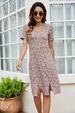 A-line Dress Sexy V-neck Elegant Temperament Dress Slim Fit Short Sleeve Double Split Women's Dress_ecoleips.com