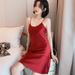 New Thin Sexy Ice Silk Suspender Nightdress Simulation Silk Bottoming Skirt Silk Sleeveless Dress_ecoleips.com