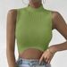 2025 Spring New Style Semi-High Collar Hem Curved Crop Top Sexy Slim Fit For Women_ecoleips.com