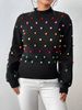 "Women's Colorful Yarn Ball Knit Sweater, Soft & Cozy Pullover, European Style Fashion, Casual Winter Wear, S/M/L/XL"_ecoleips.com