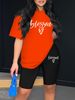 Summer Women's Casual Fashion Letter Pattern Printed Loose T-shirt Shorts Two-piece Set Set Summer Sportswear Suitable For Daily Wear-184_ecoleips.com