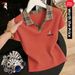 Women's Classic Fit Polo Shirt Short Sleeve Cotton Blend Casual Top With Print Collared T-Shirt_ecoleips.com