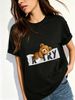 Women Cute Peeking Teddy Bear A TRY Letter Graphic T Shirt Round Neck Short Sleeve Loose Casual Summer Street Tops_ecoleips.com