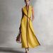 Women's Sleeveless Stand Collar A-Line Dress, Casual Contrast Color Loose Fit Summer Maxi Dress, Breathable Cotton Blend Dress For Daily Wear_ecoleips.com