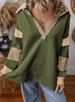 Women's Clothing Deep V Neck Striped Color Block Long Sleeve Loose Fitting Sweatshirt Casual Versatile Top For Women_ecoleips.com