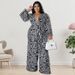 Women's Clothing Plus Size Women's Long Sleeved Jumpsuit Style Straight Leg Pants Long Sleeve For Formal & Casual For Women_ecoleips.com