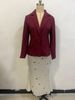 Plus Size Summer Suit Set – Slim-Fit Printed Midi Skirt & Casual Blazer Outfit (Burgundy, XS-XXL)_ecoleips.com