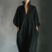 2026 Cross-Border European And American Spring/Summer New Fashion High-End Women's Mid-Sleeve V-Neck Pullover Loose Long_ecoleips.com