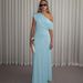 Women's Clothing American Style Pleated Dress Asymmetrical Neckline Irregular Solid Color Casual Elegant Fashion Summer Dress_ecoleips.com