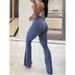 Women's Clothing Fashion High Waist Slim Fit Hip Lift Solid Color Flared Yoga Pants Casual Fitness Sports Trousers_ecoleips.com