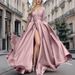 2026 European American Cross-Border Trade New Sexy Deep V-Neck Lace Long Dress With Sequins Train For Banquets And_ecoleips.com
