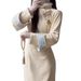 Thickeed Chiese Style Qipao 2025 New Elegat High-Ed Autum Witer Fleece-Lied Yellow Girl's Improved Dress For_ecoleips.com