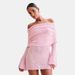 K New Knitted Women's Short Beach Dress With A Sexy Sheer Long-sleeved One-shoulder Dress_ecoleips.com