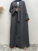 New High Quality Nida Muslim Kimono Abaya Eid Women's Dress Dubai Clothing Solid Color Islamic Long Robe Middle East Fashion 2XL_ecoleips.com
