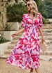 Women's Fashion Bohemian Print Dress V Neck Long Sleeve_ecoleips.com