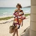 Seaside Resort Style Bohemian 3D Print Dress Loose V Neck Short Sleeved Beach Cover up for Women_ecoleips.com
