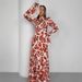 Modest Abaya Dress/Muslim Dress Women French Floral Print Wrap Dress With Adjustable Belt - Elegant A-Line Long Sleeve Maxi Dress For Women_ecoleips.com