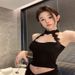 Purely Alluring Hot Girl Lace Halter Neck Camisole For Women, Summer Black Slimming Sexy Inner Top Ins_ecoleips.com
