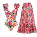 Women's Ruffled Backless One-Piece Swimsuit - Floral Print Beachwear_ecoleips.com