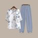 2025 White Button Foreign Trade Cross-Border New Women's Casual Round Neck Five-Sleeve Top With Digital Print TCW1_ecoleips.com