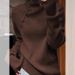 girl Melard Outfit Coffee Color High Neck Cashmere Sweater For Women Autumn Winter Thick Knitted With High-end Feel Loose Fit_ecoleips.com