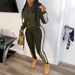 Women's Clothing hot sale women's clothing color block stitching casual hooded zipper jacket two piece set_ecoleips.com