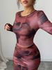 Women's Tie Dye Pattern 2-Piece Outfit Long Sleeve T-Shirt And Fitted Long Skirt Set American Style Spring New Arrival_ecoleips.com
