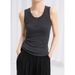 Aria Basics Aria Basics German Yangzi Yarn Round-neck Buttoned Knitted Vest, Thin Outerwear Base Top, Layered Sleeveless Ribbed Vest For Women_ecoleips.com