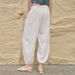 Suitable For All Seasons Old Money Style Tencel Linen Lantern For Women 25 Spring Summer New Loose Nine-point Elastic Waist Commuter Casual Pants_ecoleips.com