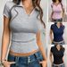 Diyun 2025 Spring Summer European And American Women's Fashion Casual Slim Fit Crop Y2K Knitted_ecoleips.com
