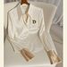 Women's Clothing Fashionable High End Tops Niche Unique Unique Cool White Acetate Satin Shirt_ecoleips.com