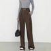 Women's Clothing Lazy Style High End Suit Pants High Waist Loose Wide Leg Pants Fashionable Simple Casual Straight Pants_ecoleips.com