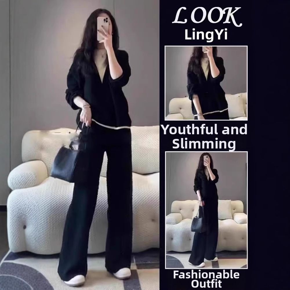 plus Size Women's High-End Sports Suit Loose Fit Slimming Two Piece Sweatshirt Set Korean Style Fashionable Chic Youthful Autumn Wear_ecoleips.com