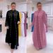 Arabic Muslim Dress With Rhinestones, Chiffon Stand Collar Dress, Middle East Dubai Robe 8841 Sweet Style_ecoleips.com