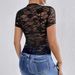 Summer Ruffled Stand Collar Single Layer Lace Slim Fit T-Shirt Top For Women New Style_ecoleips.com