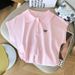 Women's Clothing Shot Spot Summer New Ins Design Chic Polo Collar T Shirt Ice Silk Top Sweater Female_ecoleips.com