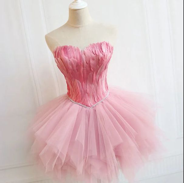Women's Clothing Black Feather Tube Top Evening Dress Short Slim Birthday Party Short Skirt Performance Cocktail Dress Puffy Small Dress_ecoleips.com