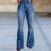 High-Waisted Flared Jeans For Women - Autumn Stretch Denim Pants With Rhinestone Embellishments & Slimming Fit_ecoleips.com