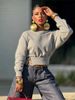 Cropped Side-Button Ribbed Sweatshirt – 2025 New Arrival Slim-Fit Round Neck Pullover, Casual Streetwear For Women (Grey, S-XXL)_ecoleips.com