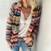 Women's Oversized V-Neck Cardigan - Lightweight Cotton Knit Sweater With Distressed Checkered Pattern (S-XXXL)_ecoleips.com