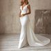 Elegant V-Neck Sleeveless Wedding Dress – Flowy Long Trailing Gown For Brides, Formal Evening Gowns With Soft Polyester Fabric_ecoleips.com