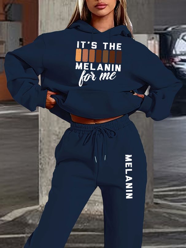 Women's Autumn And Winter Fashionable Casual Letter Pattern Printed Thick And Plush Warm Hooded Sweatshirt+sports Pants Set-788_ecoleips.com